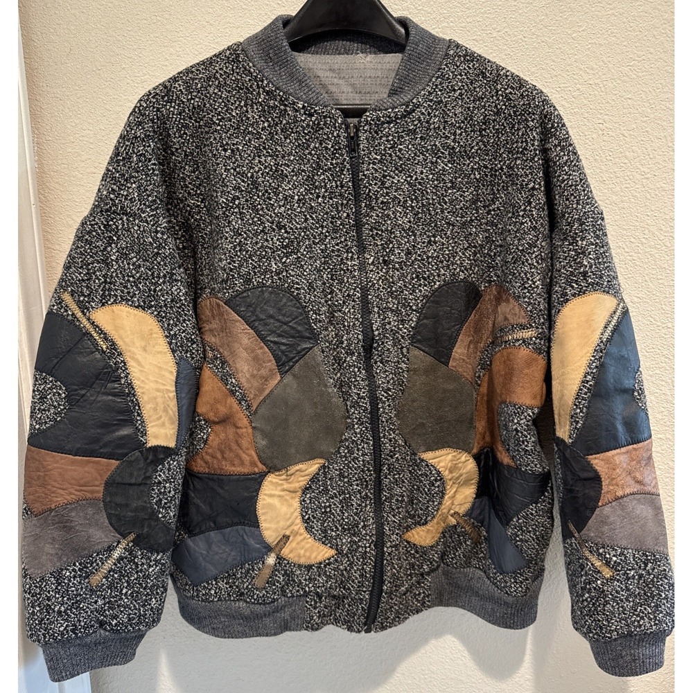 Custom made handmade patchwork‎ Sweater jacket Mens Lg super star statement